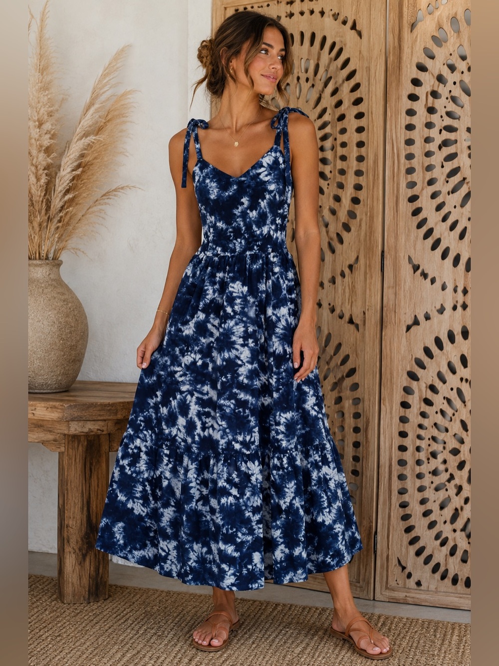 GAP Tie Strap Tie Dye Cotton Midi Dress | 2
